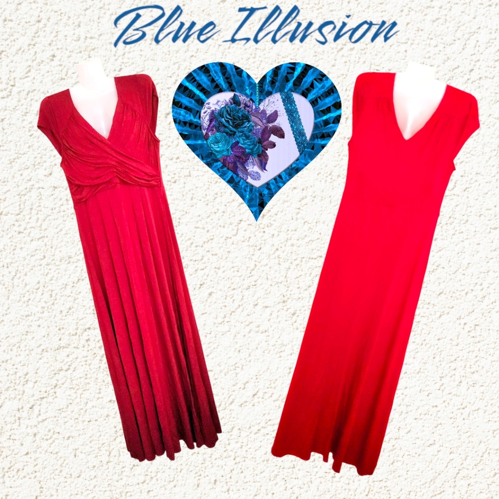 NWT!! Blue Illusion Designer Rouge Viscose Blend Women's Cap Sleeve Maxi Dress!!
